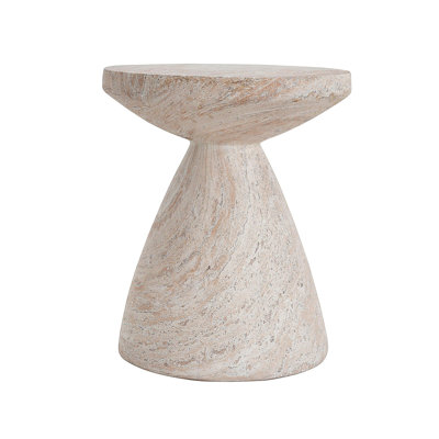 Outdoor/Indoor Lightweight Concrete Side Table,Travertine Finish