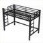 Structure de lit mezzanine minimaliste en métal de taille simple TG avec échelle et barrières de sécurité, noir profond-129769816