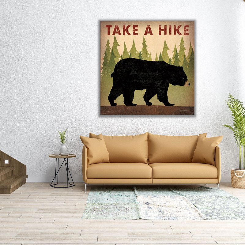 «Take a Hike Black Bear», reproduction d'art sur toile, H 16 po x l 16 po