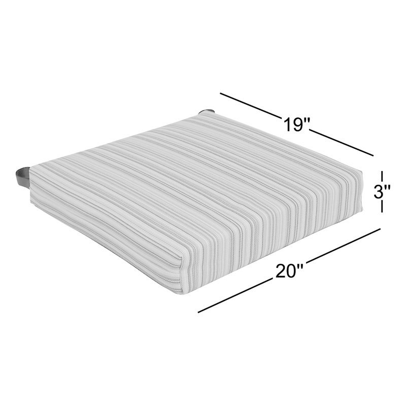 Outdoor 3'' Seat Cushion, Gray/Blue Striped