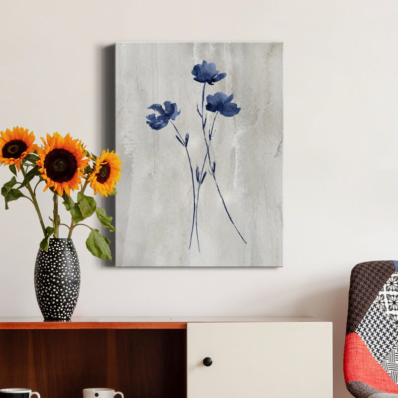 Indigo Botanical III - impression sur toile tendue, H 12 po x l 8 po x P 1,5 po