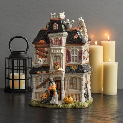 Fitz and Floyd Halloween Harvest Haunted House Figurine Cookie Jar