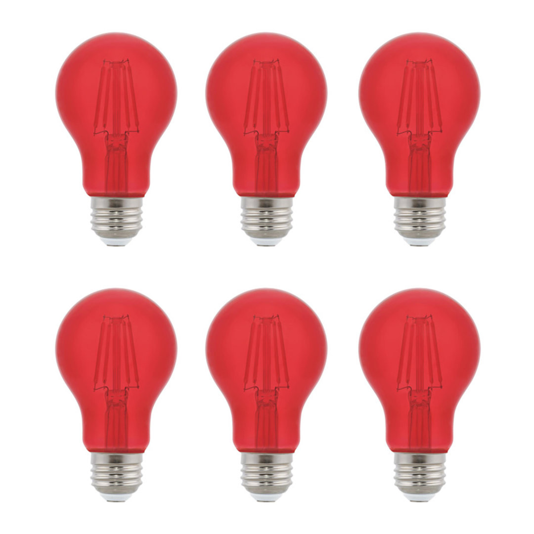 4.5 Watt (40 Watt Equivalent) Red A19 Filament LED Light Bulb, Medium Base, 6 Pack Westinghouse Lighting