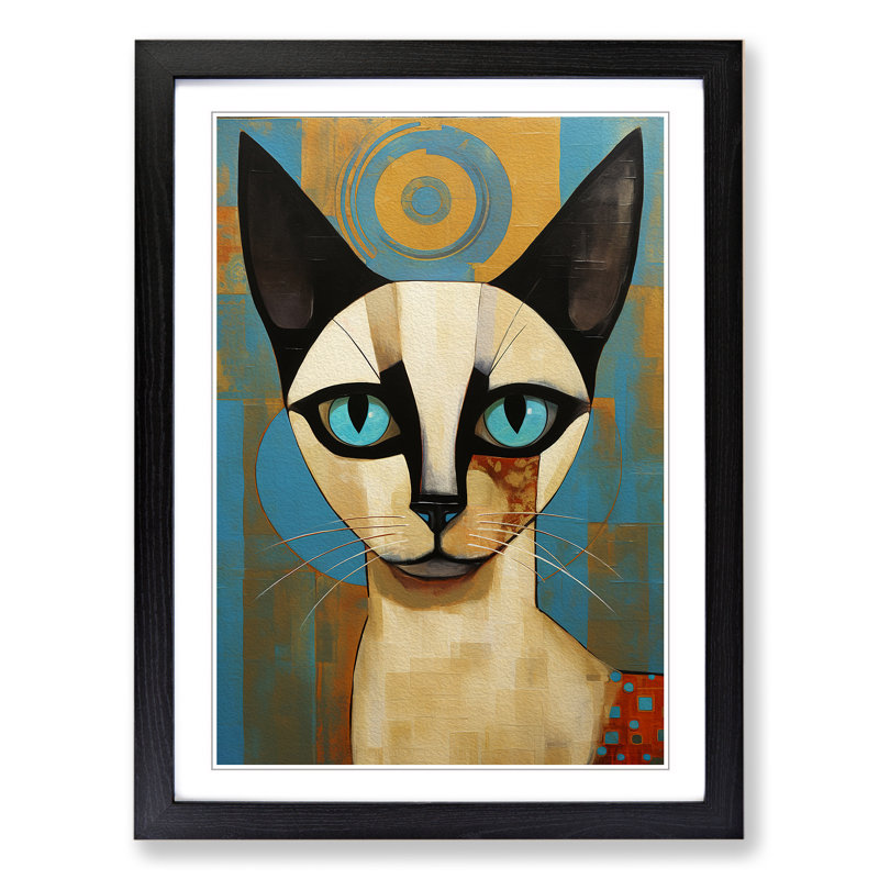 Siamese Cat Constructivism - Framed Print, Black Framed, 64cm H x 46cm W x 2cm D