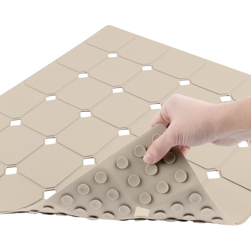 21"x21" Non-slip Silicone Shower Mat Beige