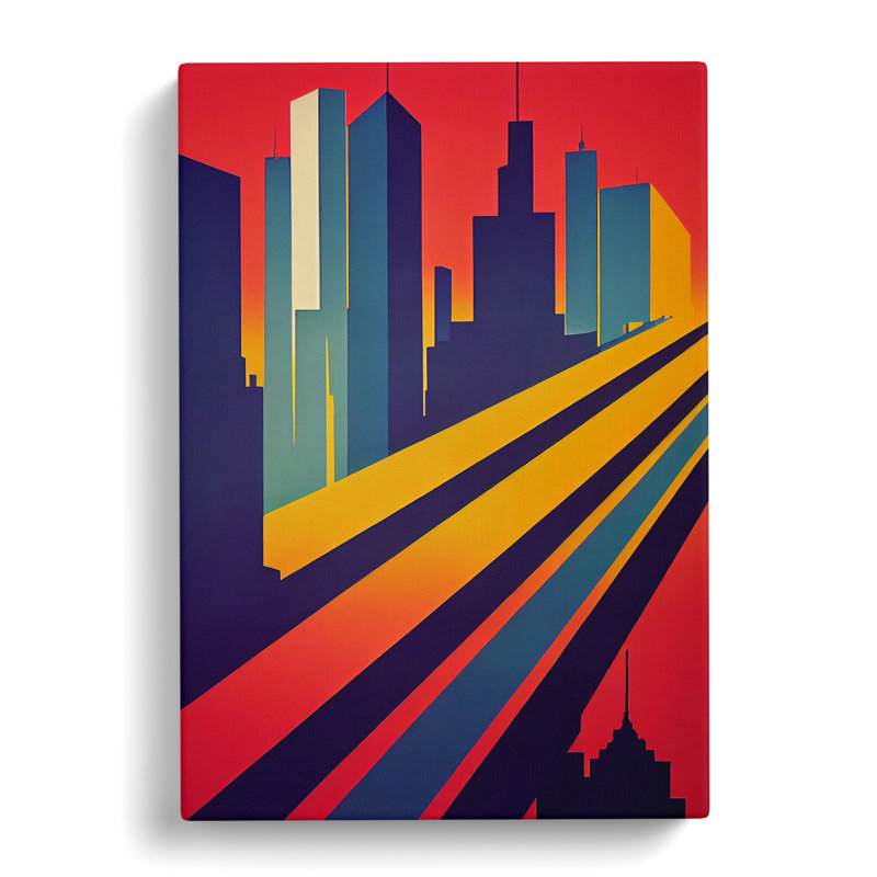 Resplendent City Skyline Abstract - Wall Art, Wrapped Canvas, 50cm H x 35cm W, No Matte