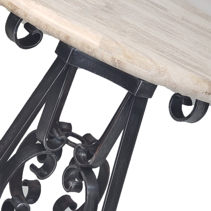 Round Cream Chisel Travertine Bar Table 1251 E