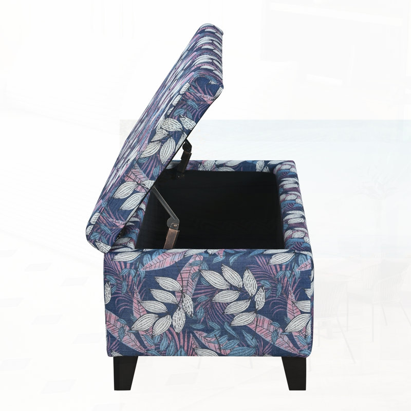 Repose-pieds avec rangement et tissu à motif floral