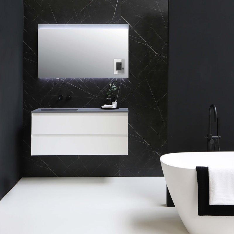 Adorne® 1-Gang+ Rocker Wall Plate, Mirror Black on Black