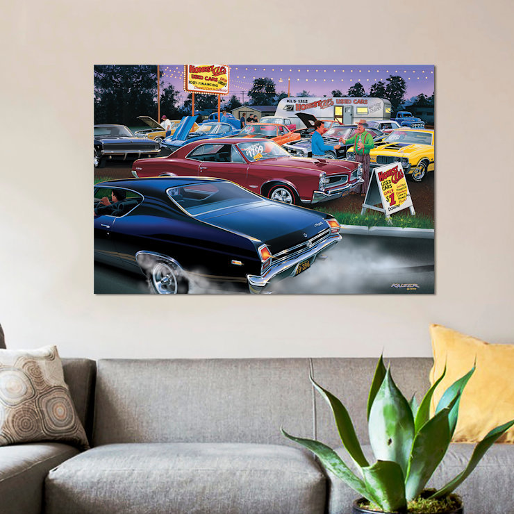 «Honest Al's Utilisé Cars», affiche vintage sur toile, H 12 po x l 18 po x P 1,5 po, Toile tendue