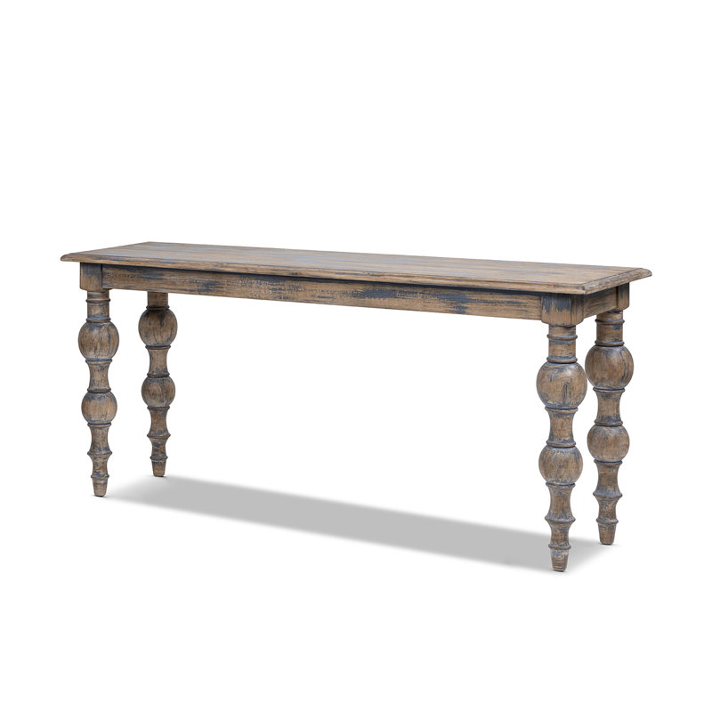 Table console Rosalie 65 po en pin recyclé à pieds tournés, bleu nuit, pin recyclé bleu nuit, Bleu minuit
