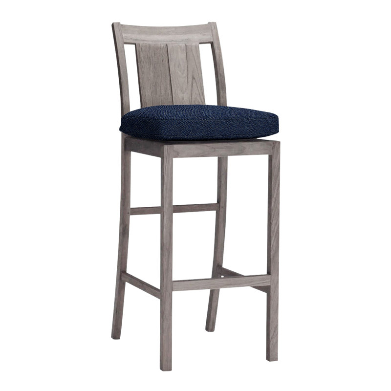 Tabouret de comptoir 24 po Croquet, Pas de soudure, Teck huître, Indigo Intermix