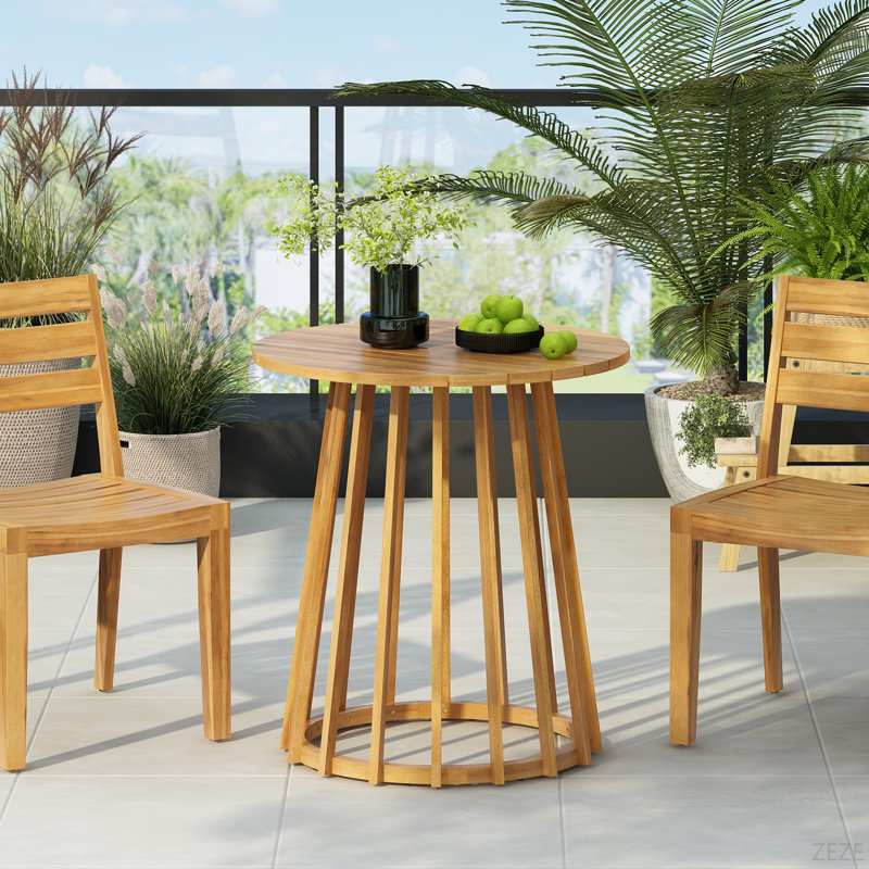 Table de salle à manger d'extérieur ronde en bois d'acacia, table de bistro ronde