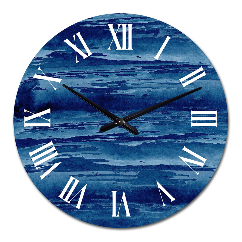 Abstrait bleu classique I - horloge murale moderne, Grand