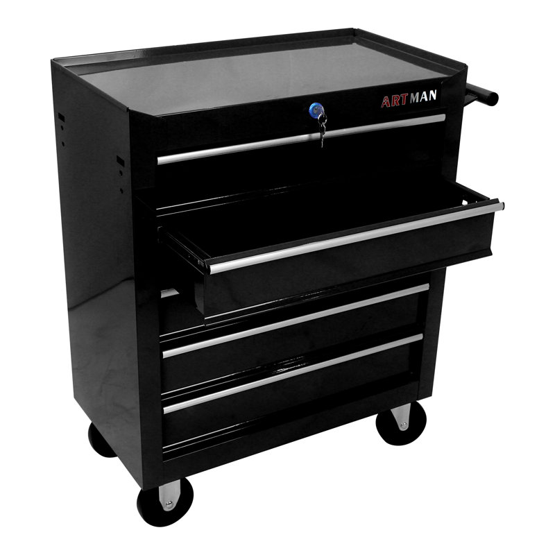 5 Drawers Multifunctional Tool Cart With Wheels-black