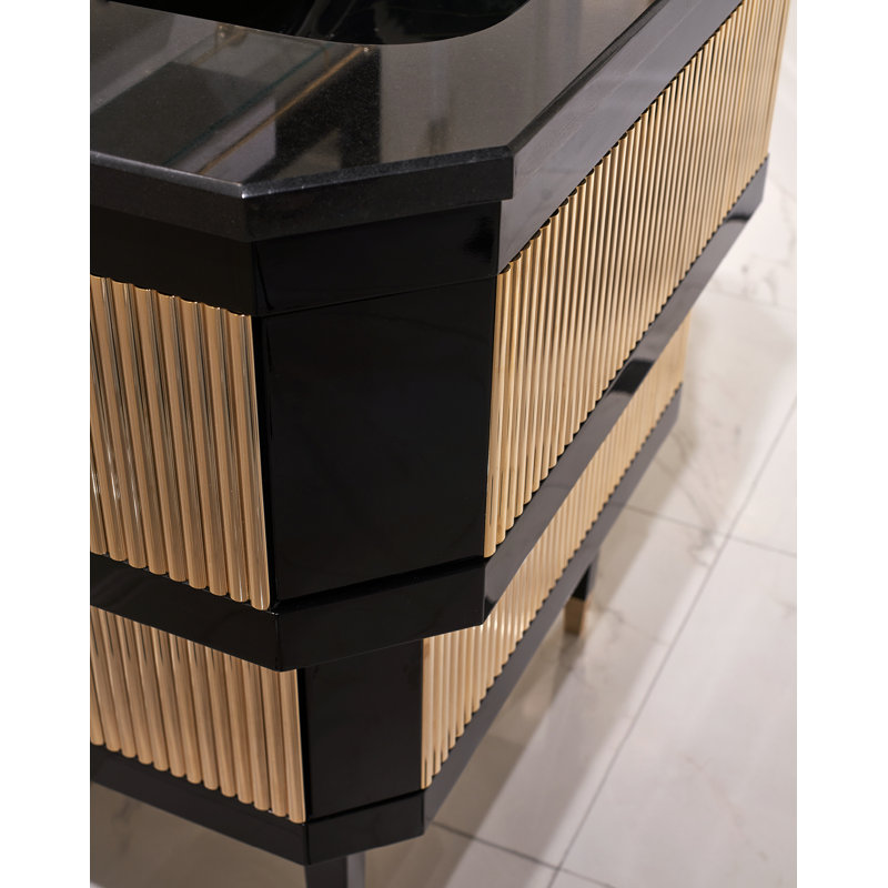 Metropolitan 34.25'' W Single Vanity, Light Gold/Black