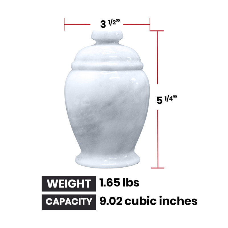 Marble Keepsake Cremation Urn For Ashes, White