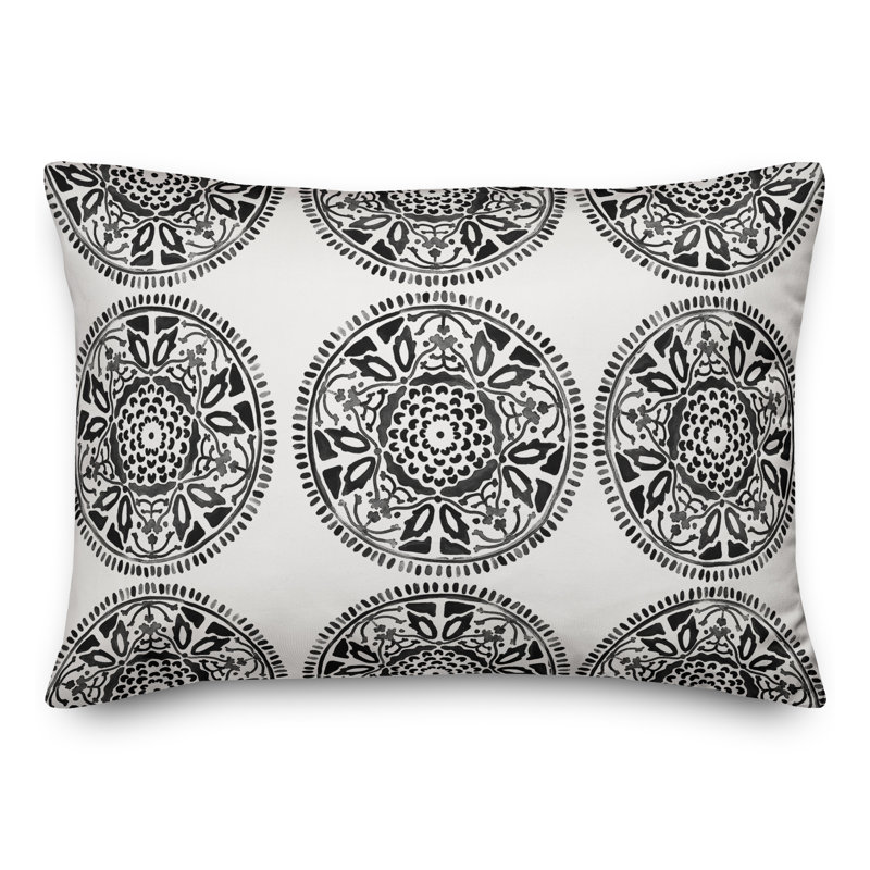 Outdoor Rectangular Pillow Cover & Insert, Black/White