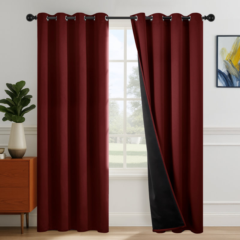 Thermal Insulated Blackout Grommet Curtains for Bedroom & Living Room(Set of 2), 52" W x 95" L, Dark Red