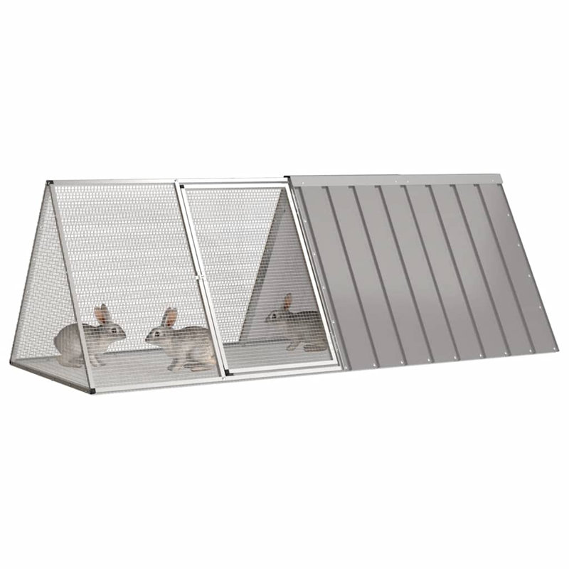  Rabbit Cage Galvanised Steel, 71cm H x 201.5cm W x 80.5cm D, Grey