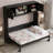 Full Size Black Murphy Bed with Storage Cabinets, Foldable Wall Bed with Shelves