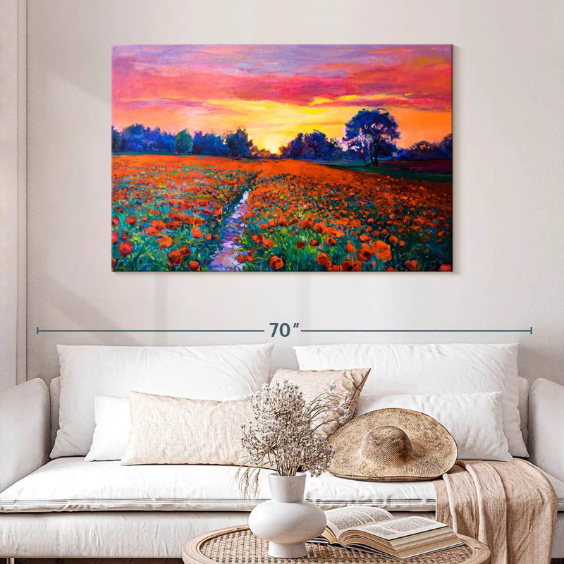 Alvord Red Poppy Flower Field, 32" H x 48" W