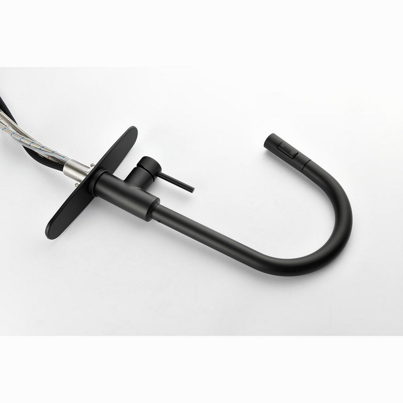 Robinet de cuisine avec douchette extractible, Noir mat