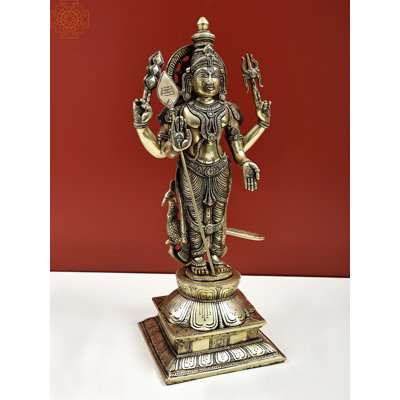 Statue 18 po Karttikeya (Murugan) en laiton - sculpture de dieu de la guerre indou fabriquée à la main pour l'autel et la décoration spirituelle