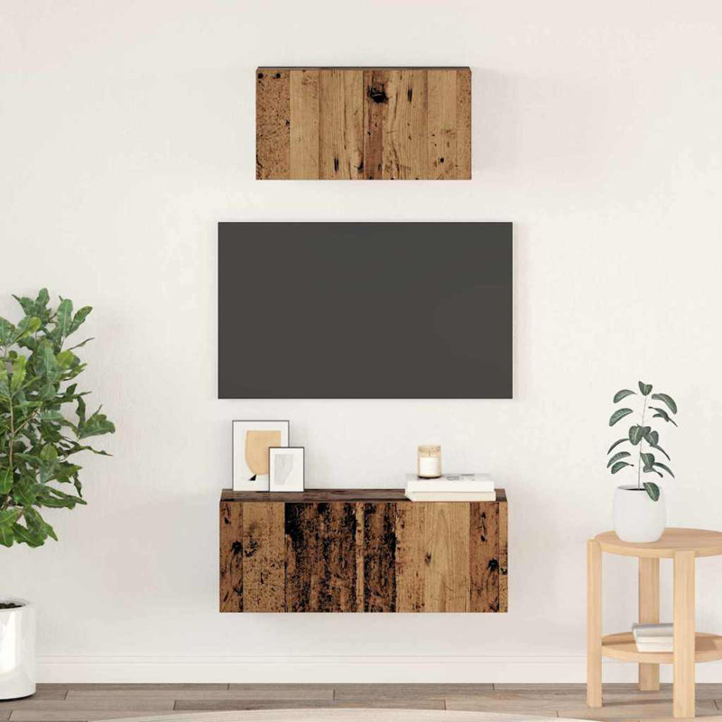 TV Cabinet Set Wall-Mounted 2 Pcs 80 X 30 X 30 Cm, Old Wood
