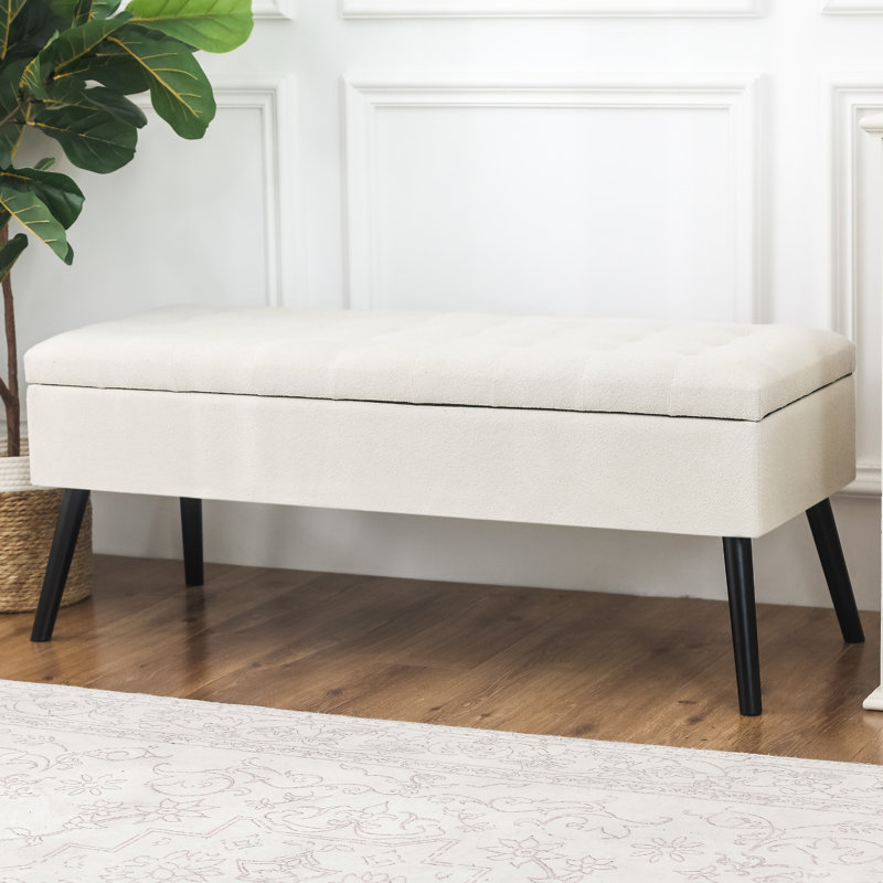 47-Inch Storage Ottoman Bench, Beige