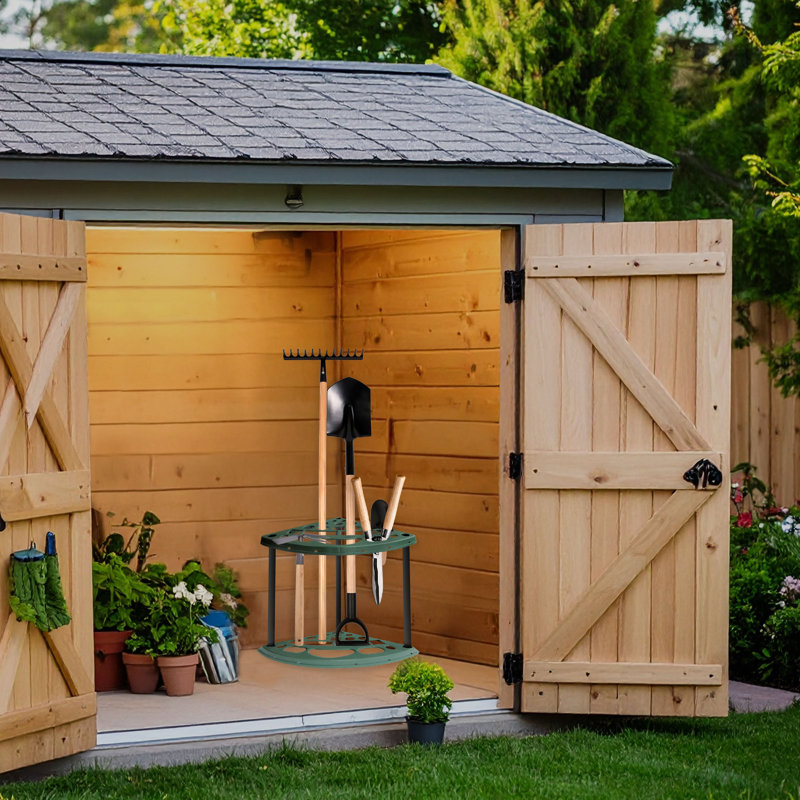Organisateur de jardin - Support de coin pour 18 outils de jardin et porte-balai