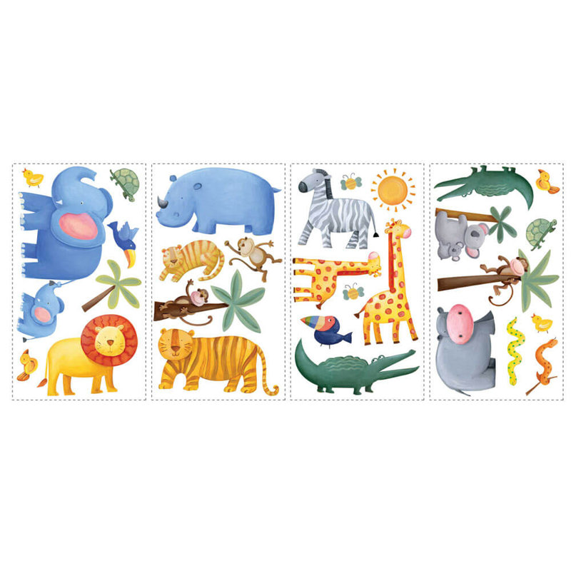 Jungle Adventure Vinyl Peel and Stick Wall Decals for Kids