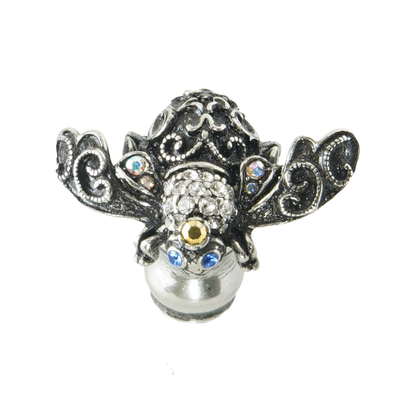 In The Garden rose round escutcheon decorated with Swarovski crystals in finish Museum Gold, Silver
