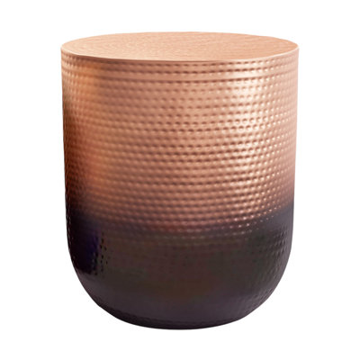  Table de bout tambour moderne en cuivre et fer noir 22 po Modern