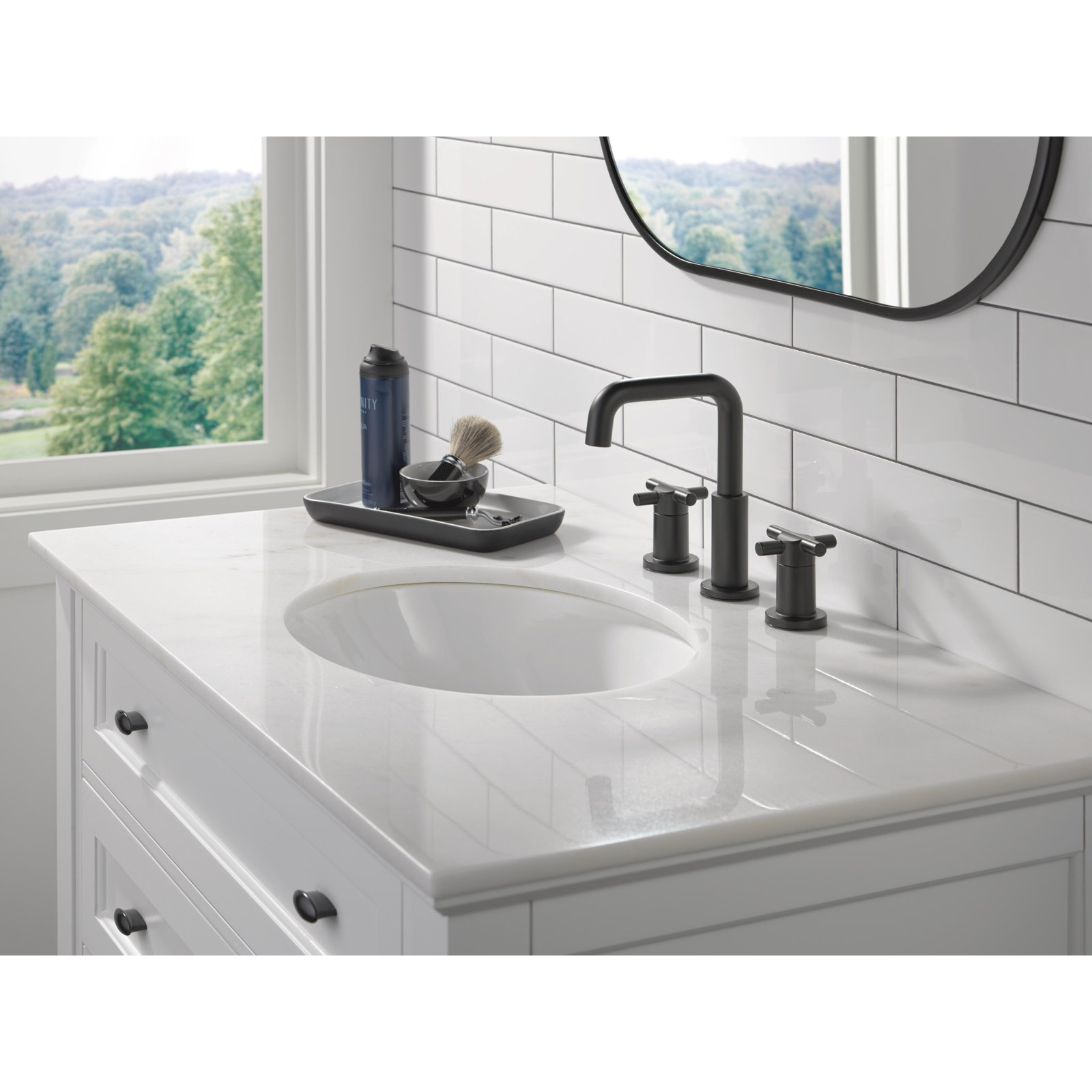 Nicoli Widespread Faucet with Drain Assembly, Matte Black