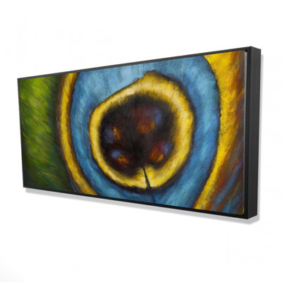 Peacock feather closeup - 24"x48" Framed canvas