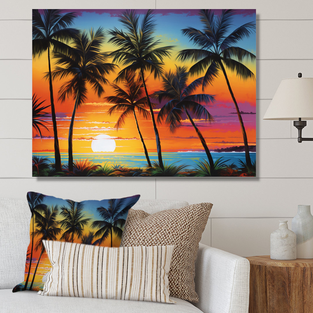 Colorful Bold Palm Trees Landscape IV - Palms & Palm Trees Framed Art Bay Isle Home™