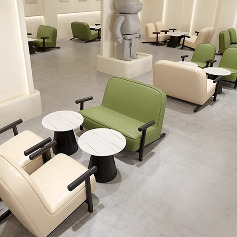Banc rembourré en similicuir Simple Fashion Cafe, Vert
