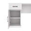 Bureau d'ordinateur en L avec 2 armoires, 2 tiroirs et 11 tablettes ouvertes, prise de courant, pour le bureau à domicile et le bureau-675121406