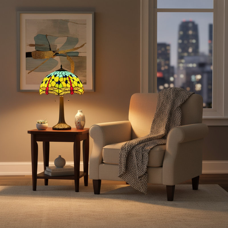 Tiffany Table Lamp, 58cm H x 30cm W x 30cm D