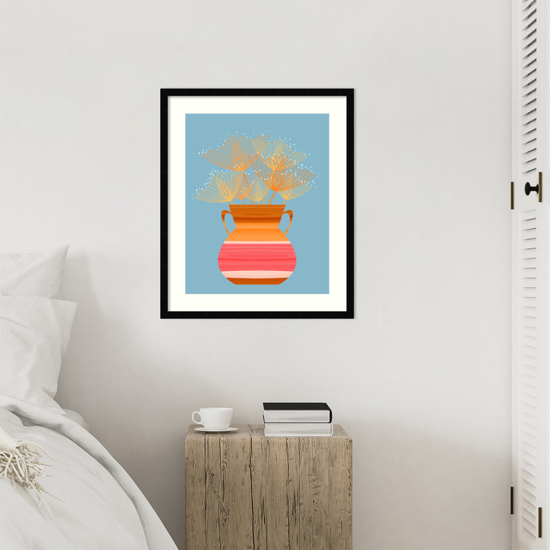 «Pots Florals Boho No. 2» par Sannel Larson, reproduction d'art encadrée sur bois