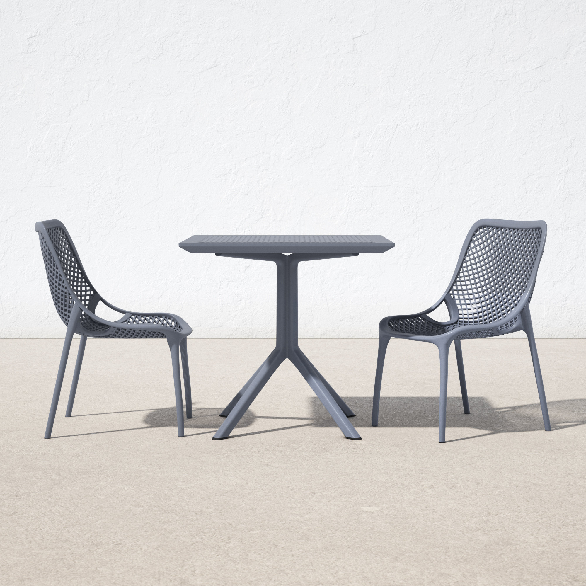 Farrah Square 2 - Person Bistro Set, Dark Gray