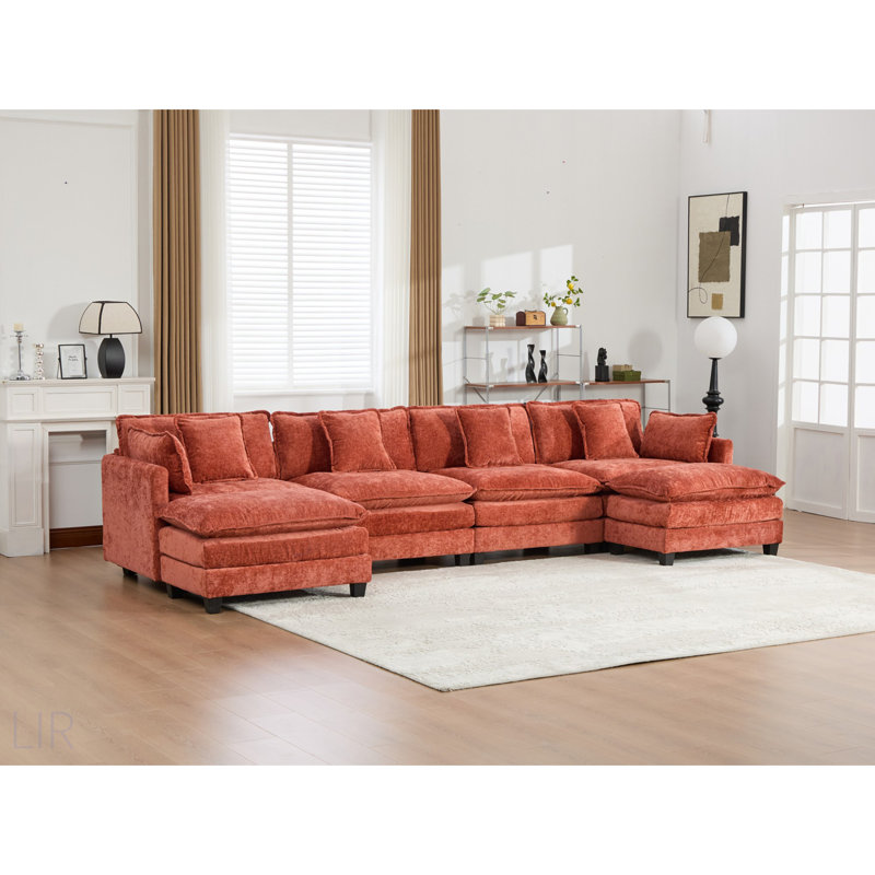 Canapé Cloud 4 places, canapé modulaire moderne pour le salon, coussin rembourré à double couche confortable, tissu chenille respirant