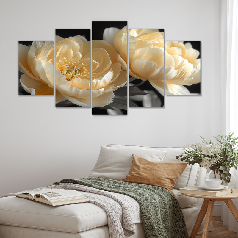 Ensemble de salon art mural Saltz - pivoines