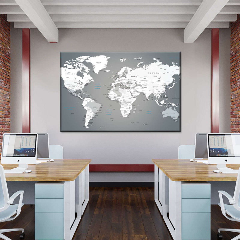 «Wooden World Map III», reproduction sur toile, L 24 po x H 36 po