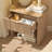 Fluted Nightstand Set of 2 With Faux Marble Top & 2" Thick Panels, 3-Sided Fluted Bedside Table Round Corner-1164591878-1164591876