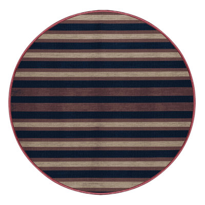 Machine Washable Horizontal Stripes Brown Area Rug