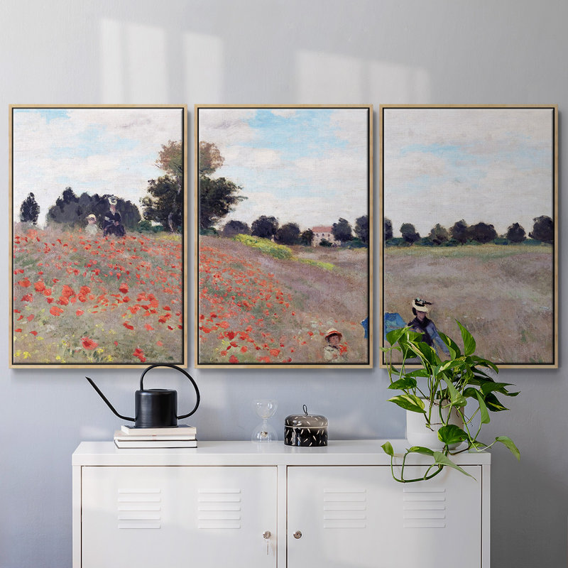 Monet - Toile encadrée multi-pièces_587MONETC, H 24 po x l 48 po x P 2 po, Naturel