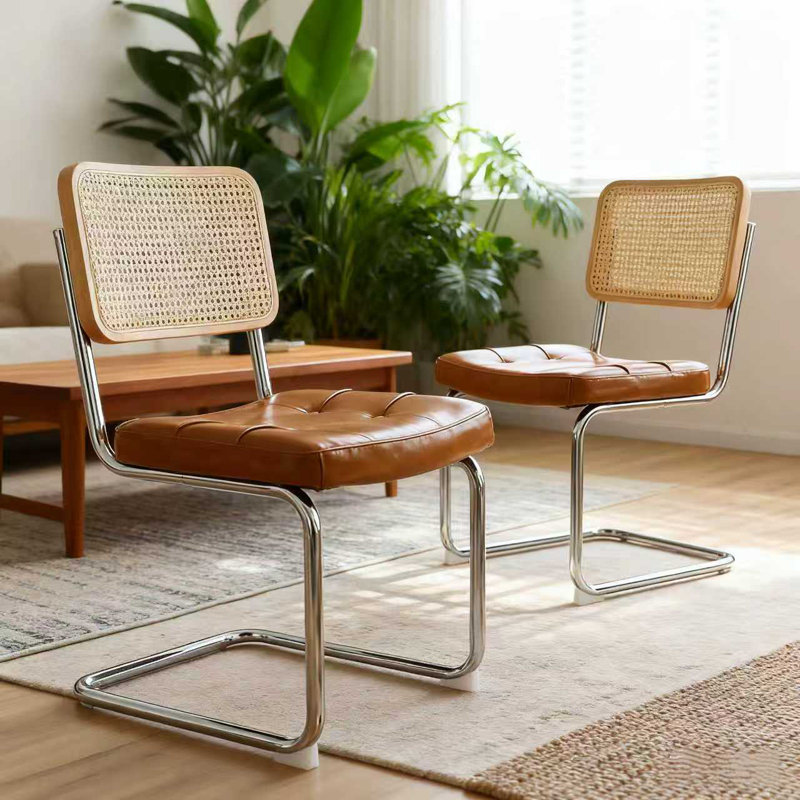 50.04cm H Upholstered Metal Dining Chair, Brown