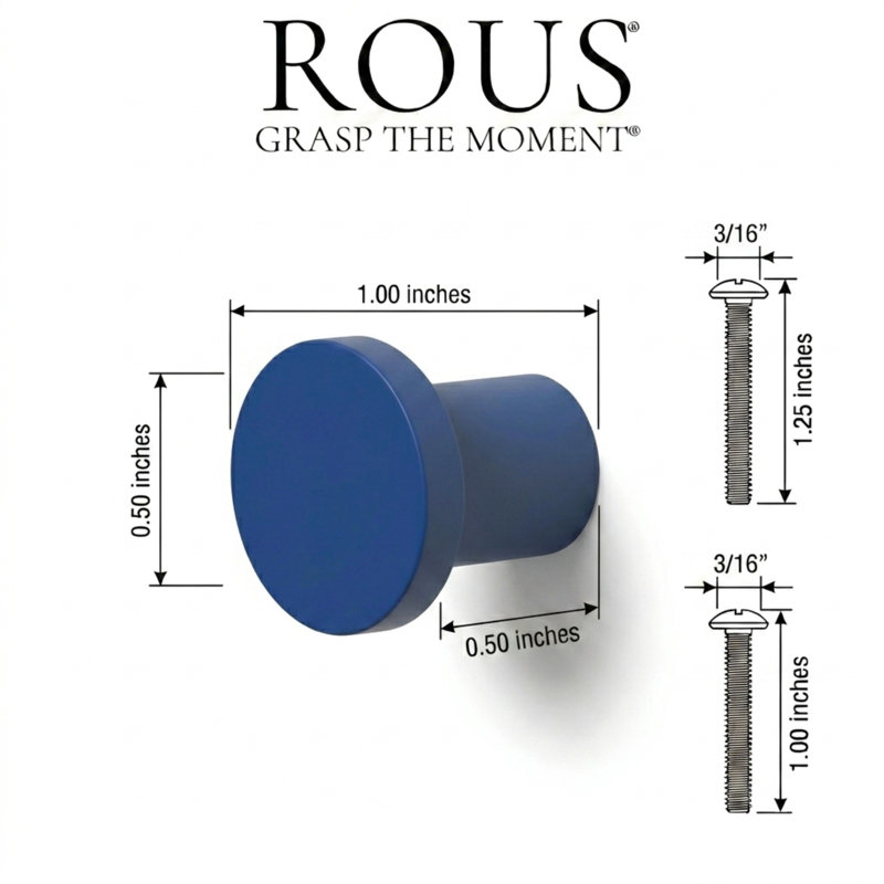 1" Diameter Circle Knob, Polo (Navy Blue)